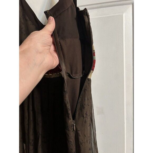 Signature by Robbie Bee Silk Dress Women Sz14 Empire Waist Cottage Core Babydoll - Picture 8 of 16